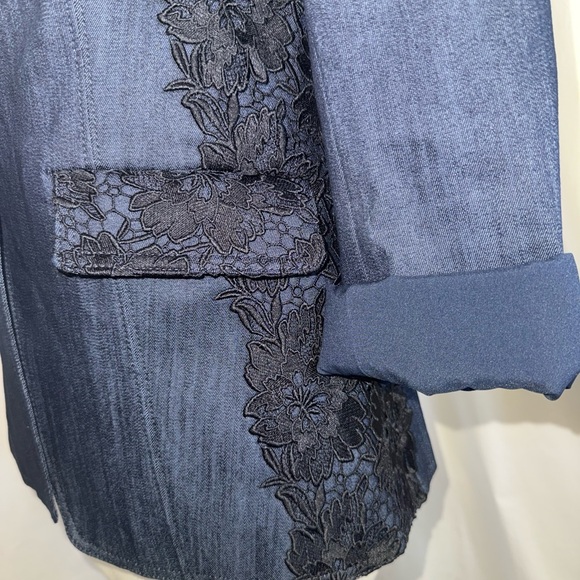 CINQ À SEPT Laney Lace Denim Jacket Size 6 - Picture 3 of 5